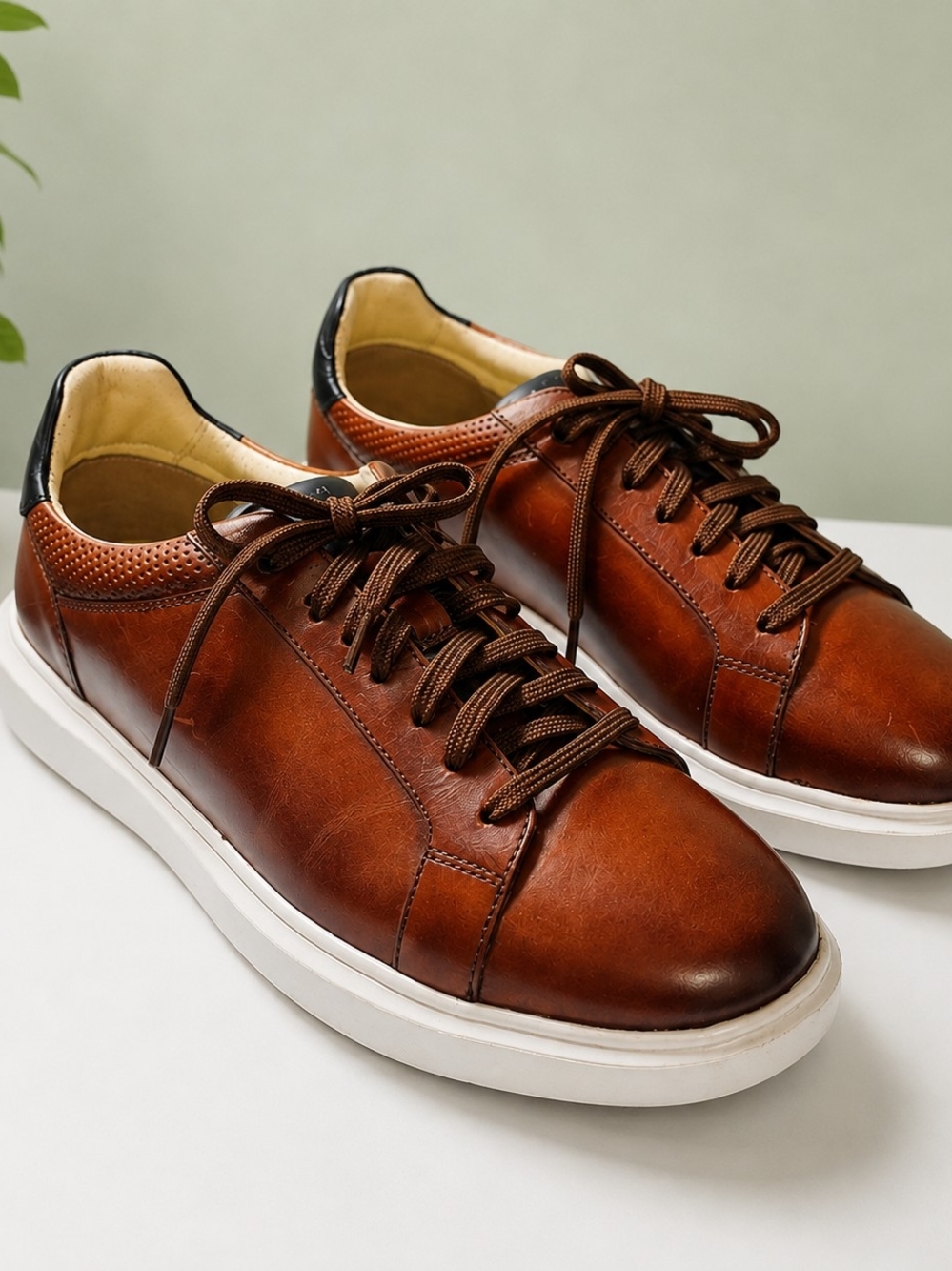 Florsheim Social LT Sneaker Men’s 9M Cognac Brown Leather Comfortech